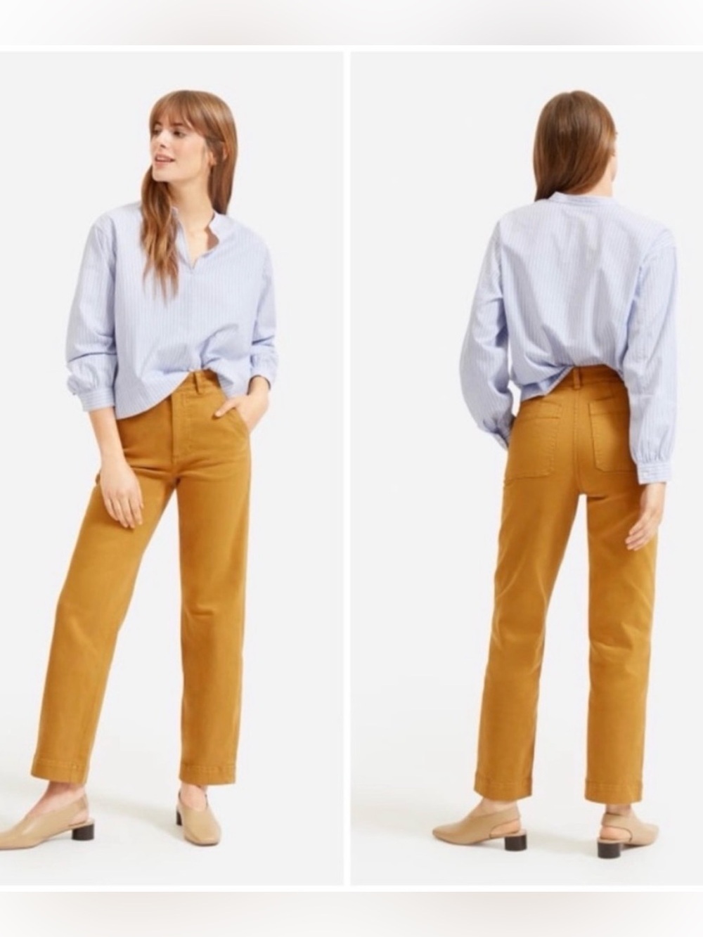 Everlane Cropped Straight Pants Mustard Gold High Rise Cropped Size 0